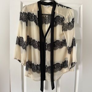 Halo Dressy cream and black blouse, size medium
